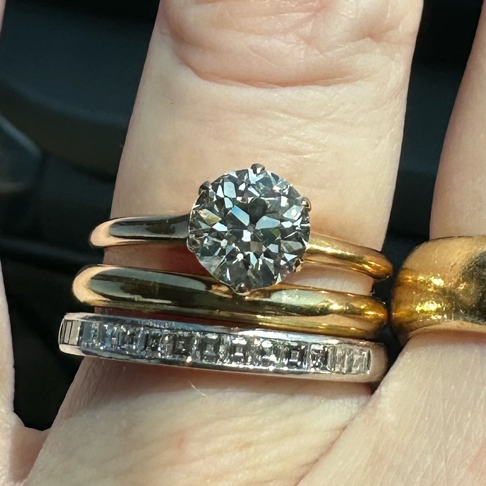 Antique 1.28ct OEC Diamond Victorian Solitaire 14K Yellow Gold Size 6.5